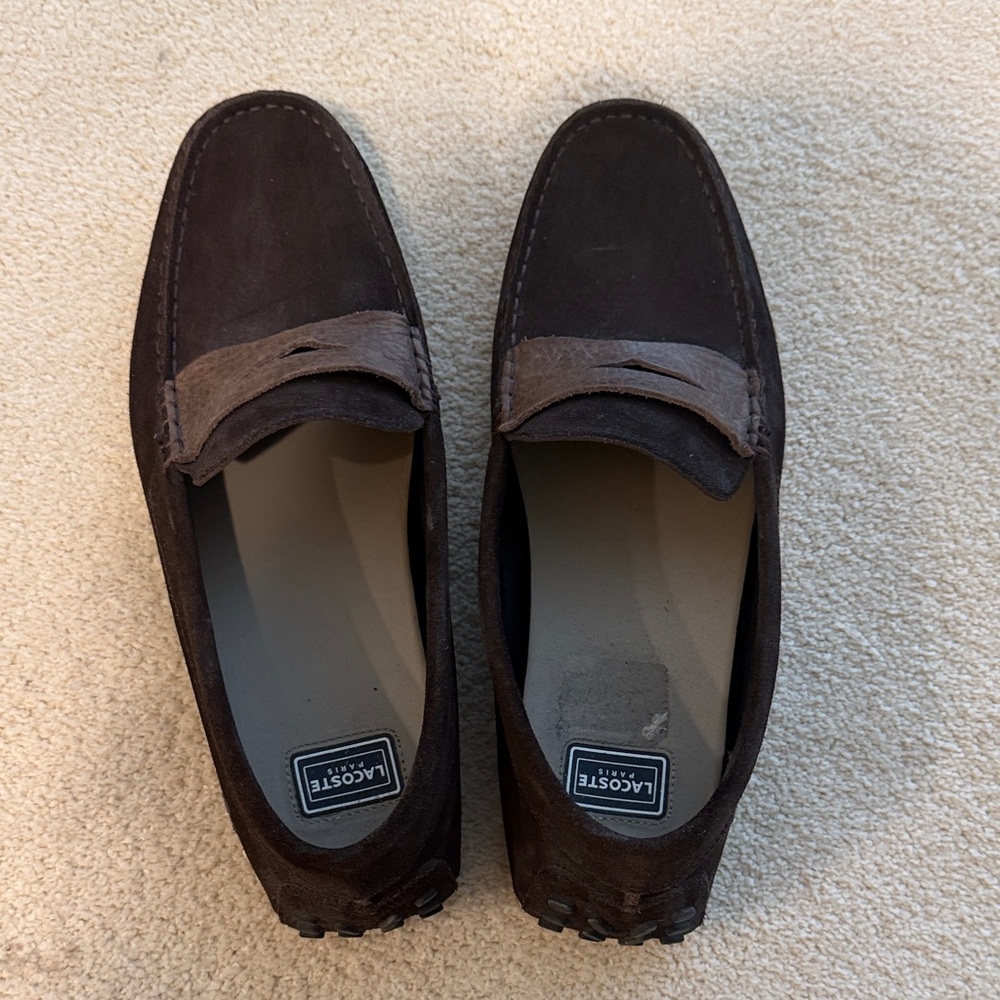 Brand New Lacoste Men's Chocolate Suede Slip-On Loafers